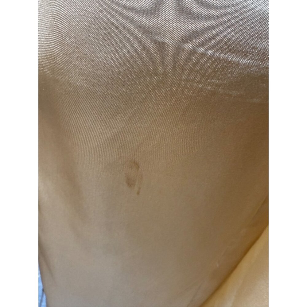 Vintage 60's Gold Satin Organza Formal Dress Rhinestones Bow Back M/L - Picture 8 of 16